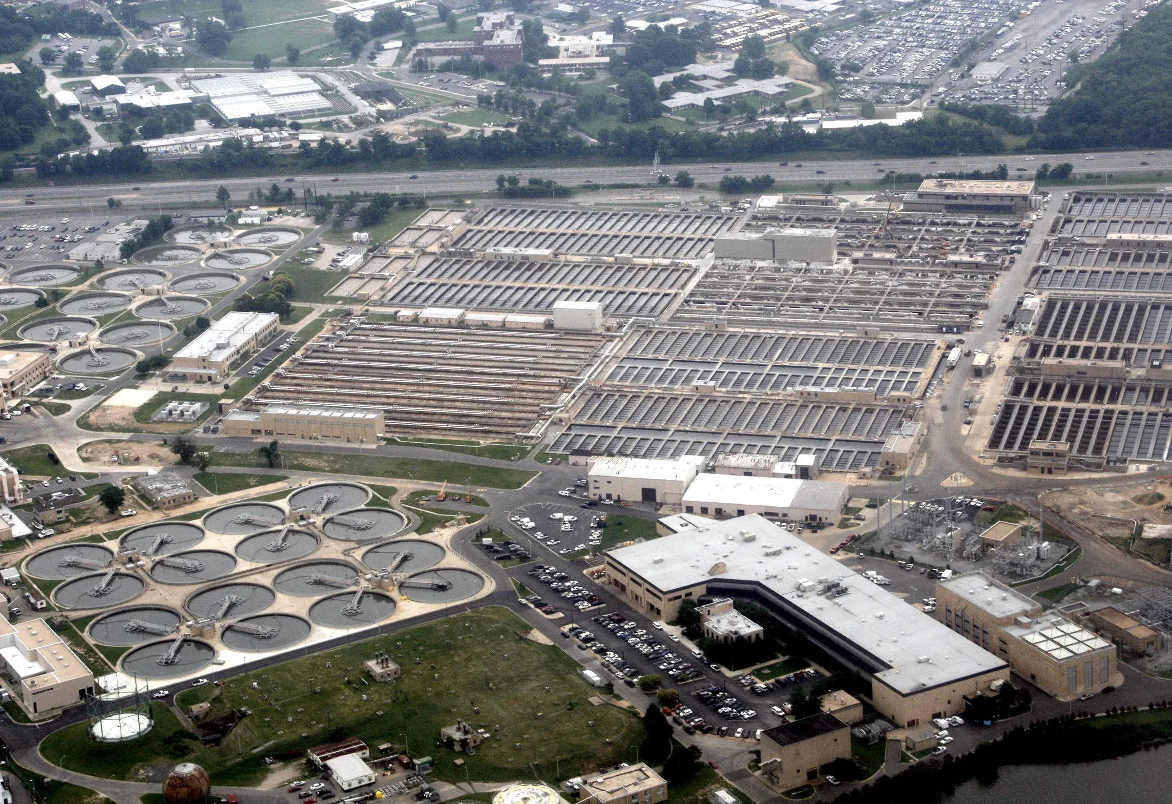 Blue Plains Advanced Wastewater Treatment Plant from the air, Washington, DC