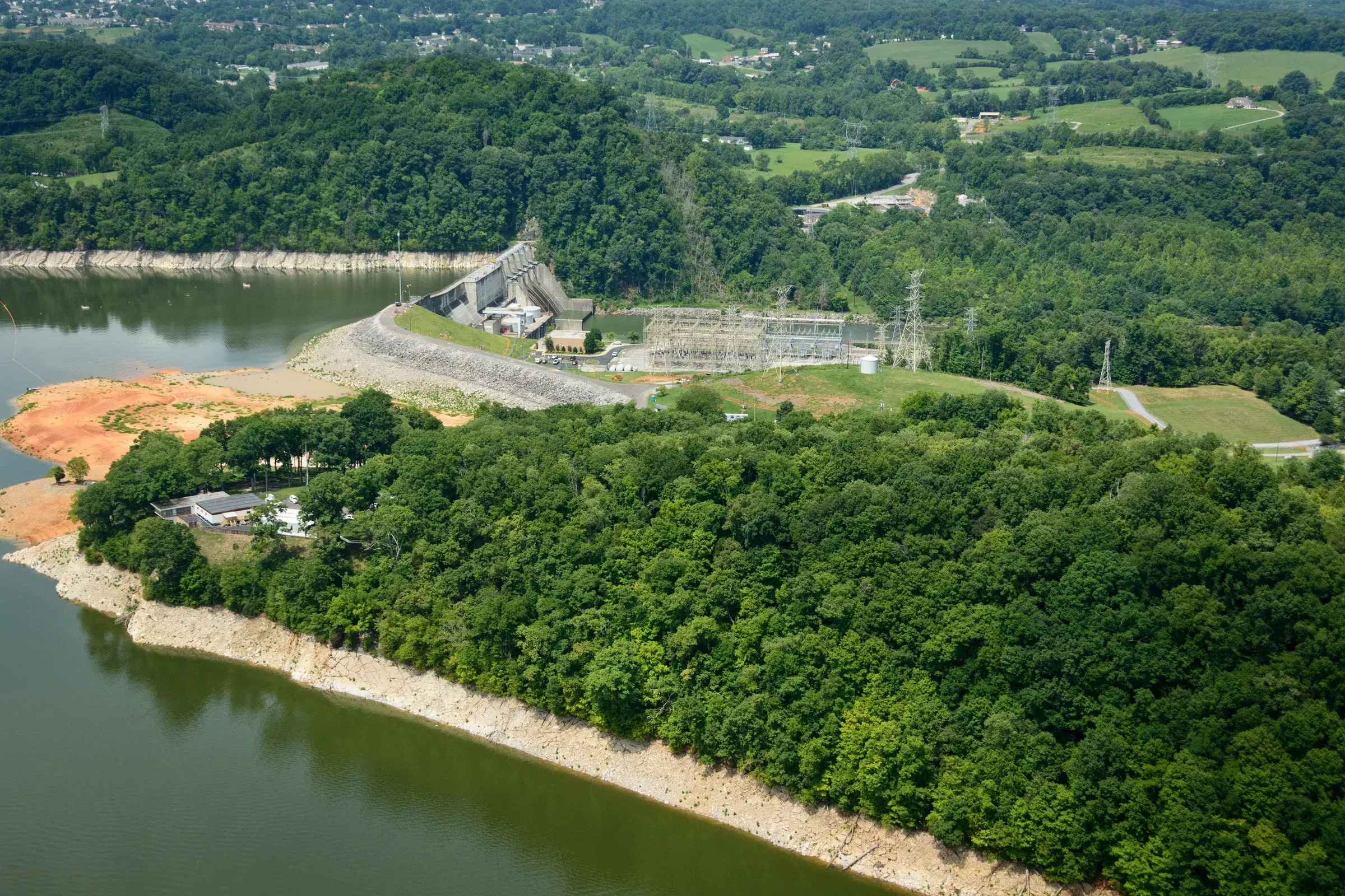 Boone Dam from the air, Tennessee, 2015