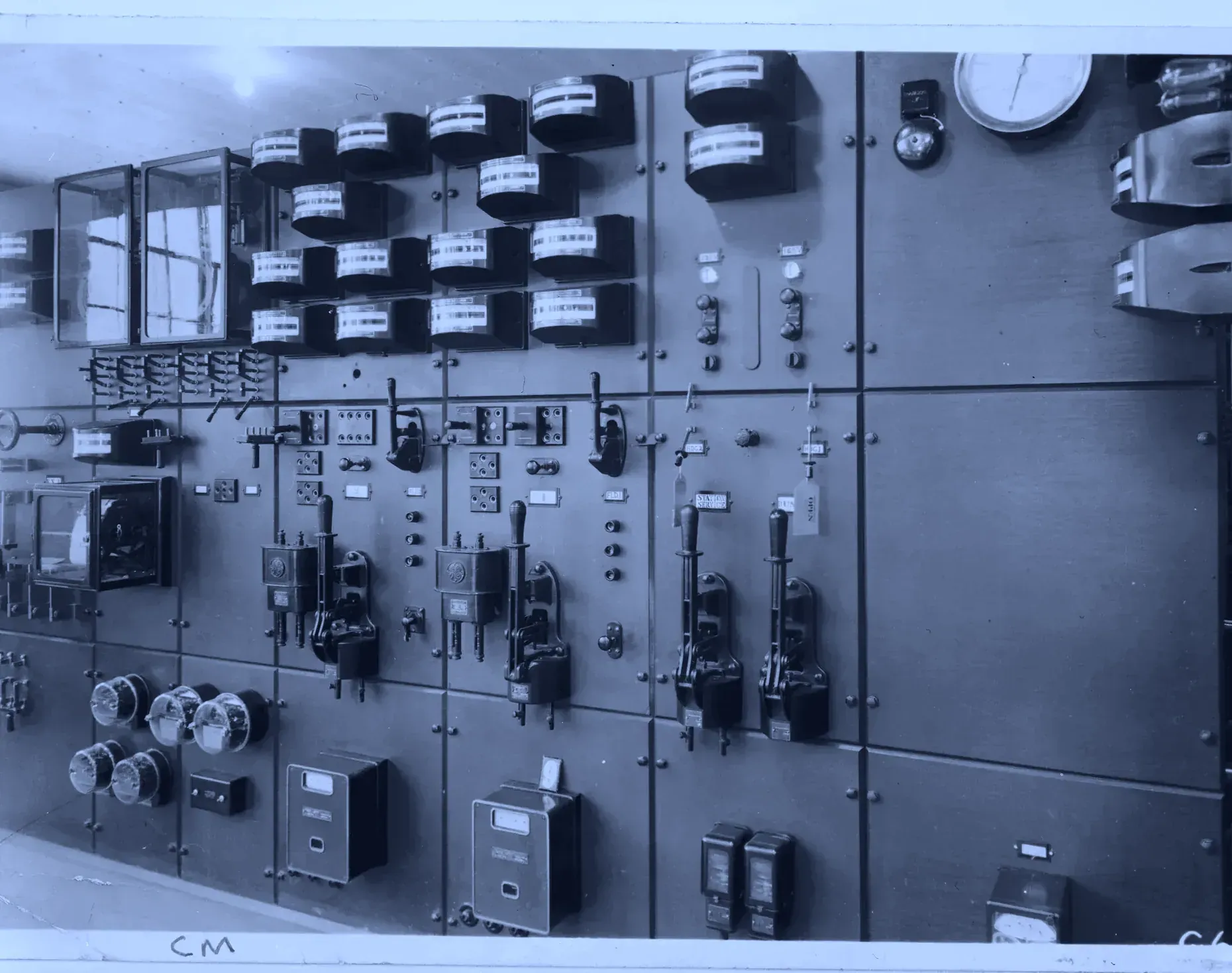Control and monitoring panels, Enloe Dam powerhouse, Similkameen River, Washington