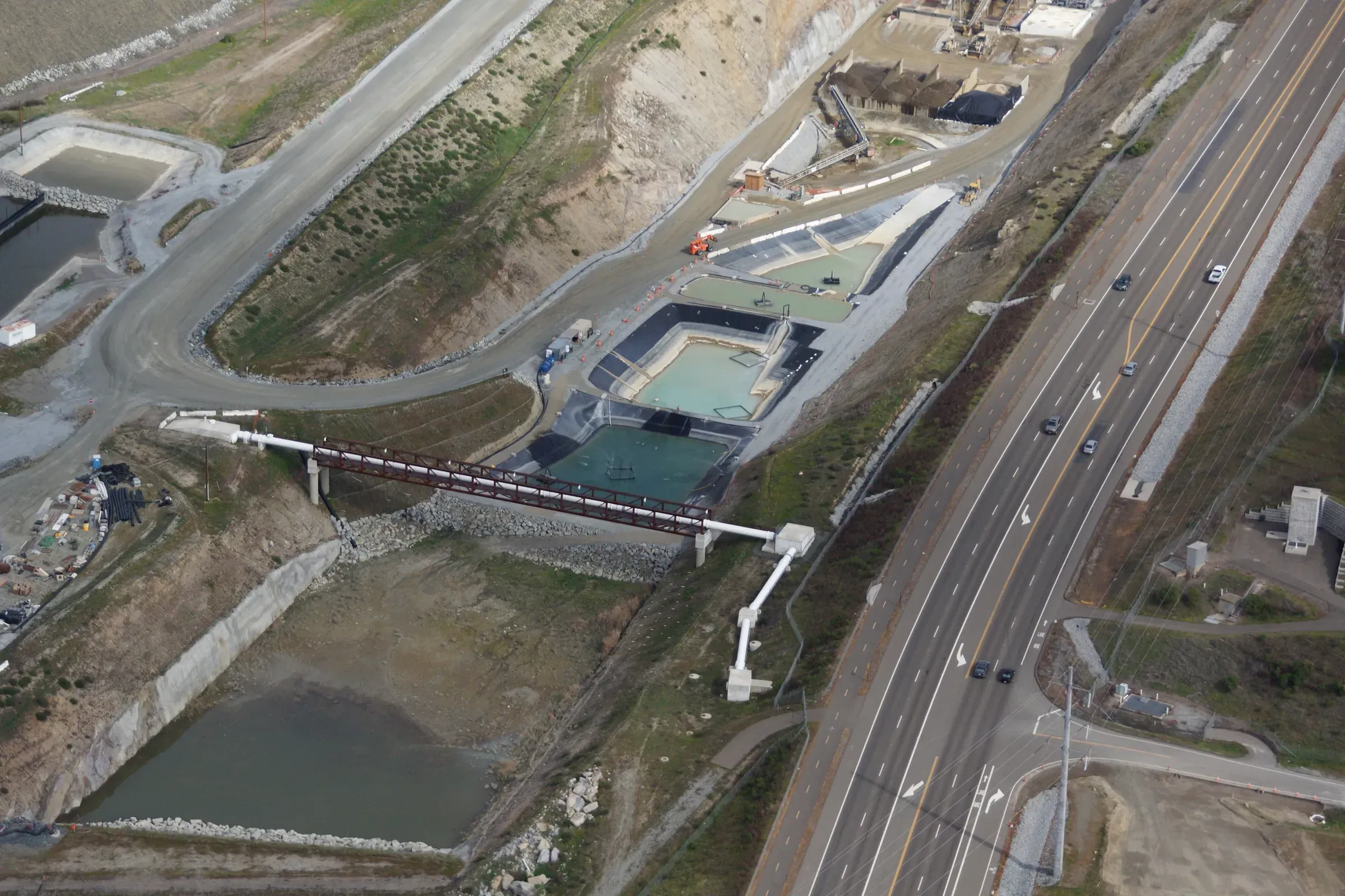 Auxiliary spillway under construction, Folsom Dam, California