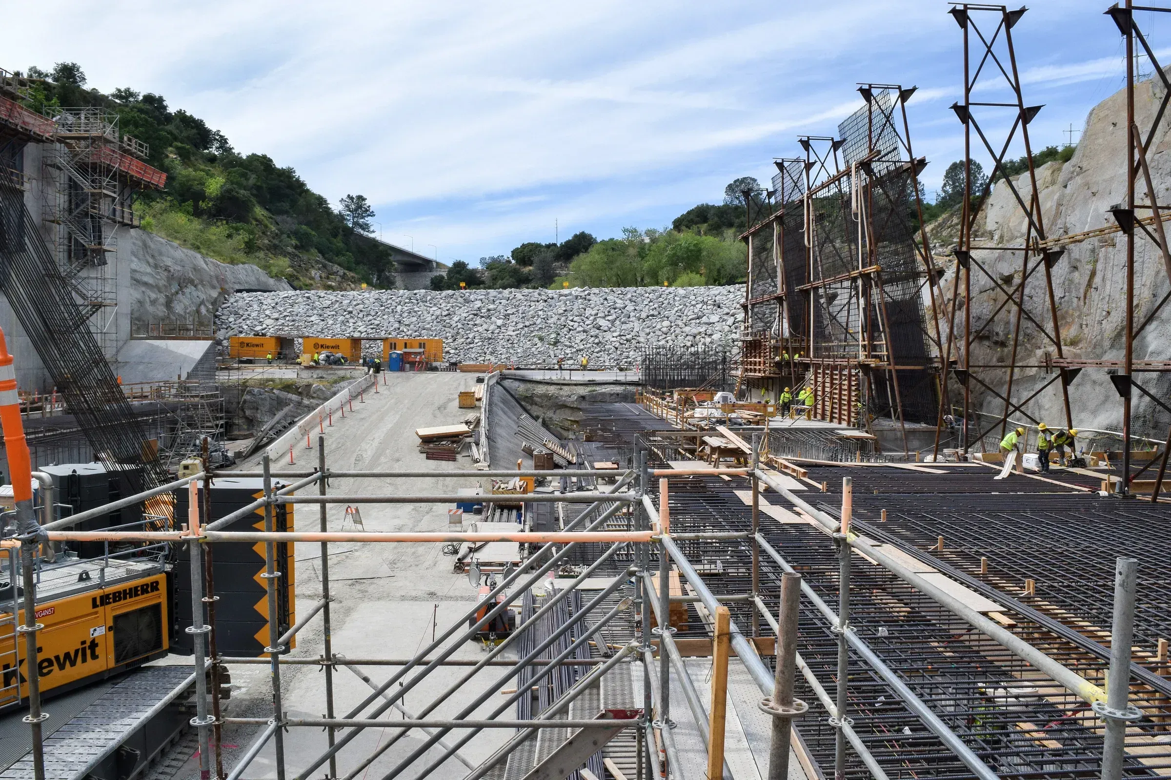 Formwork and scaffolding on the Folsom Dam auxiliary spillway, California