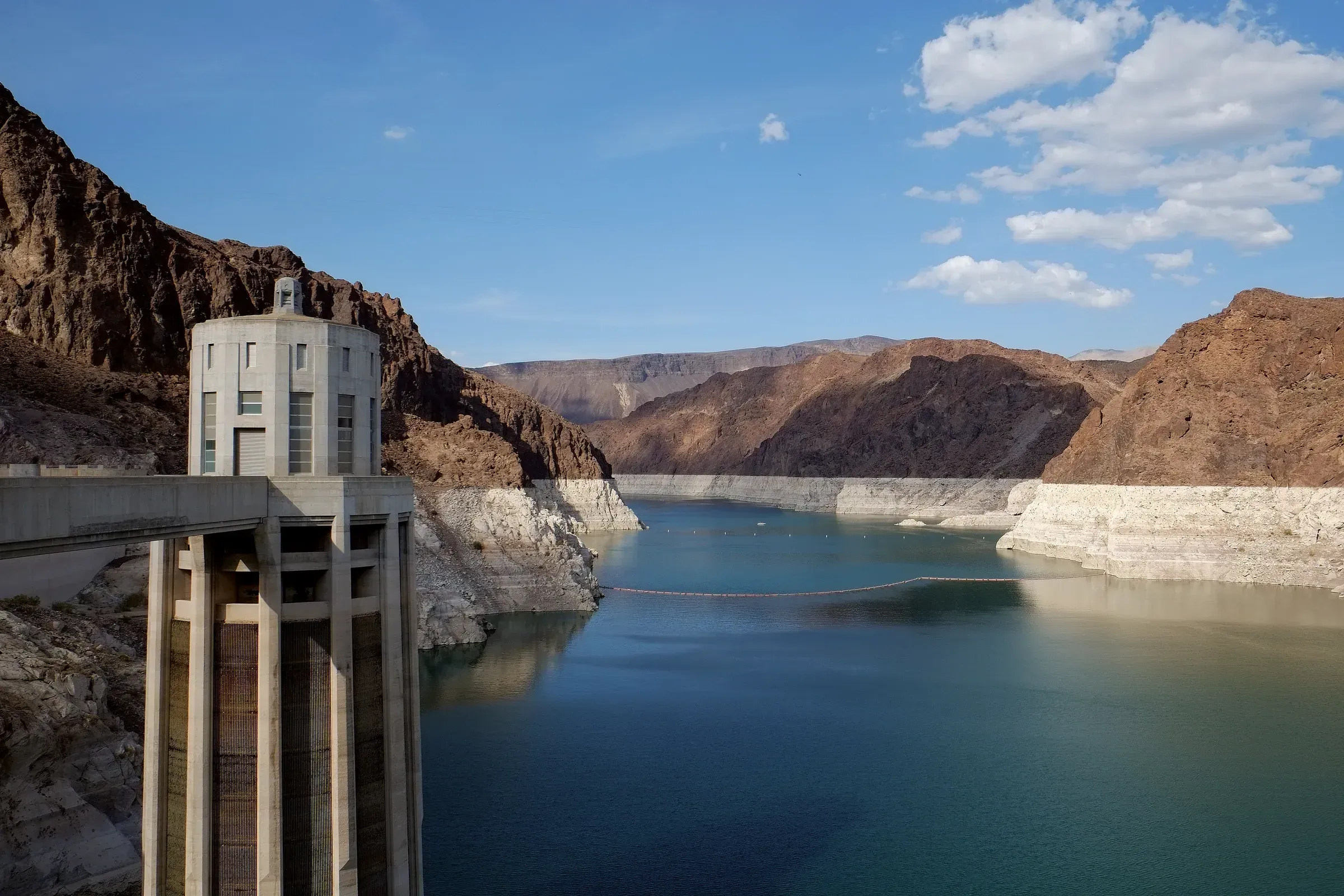 Intake towers and Lake Mead, Hoover Dam