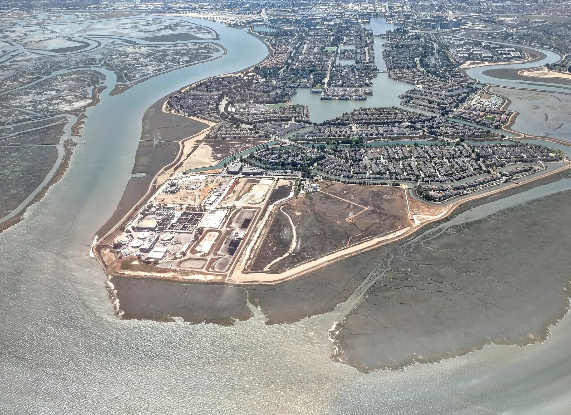 Water treatment plant on the bay shore, Redwood City, California